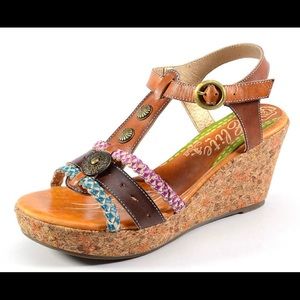 elite Corky’s Hand painted “Atlantic” wedge Size 6